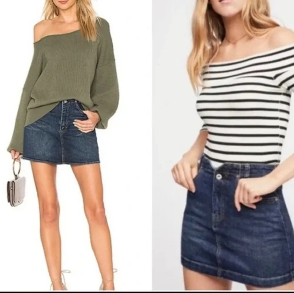 Free People She's All That Notch Mini Denim Skirt Size 29 Y2K 90's Country
